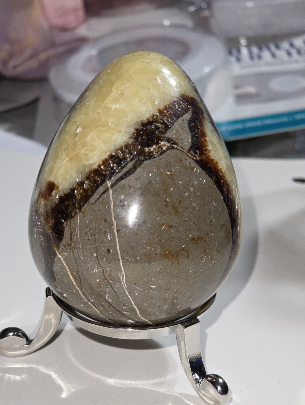 Polished Septarian Calcite "Dragon Stone" Egg - Picture 3 of 14